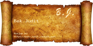Bek Judit névjegykártya